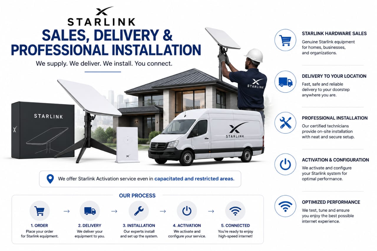 Starlink dish installed by Starlink Sales Solutions